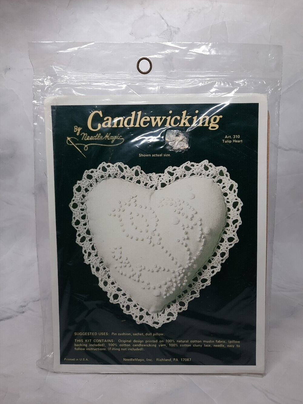 Vintage Candlewicking by NeedleMagic Kit Tulip Heart Pin Cushion Sachet